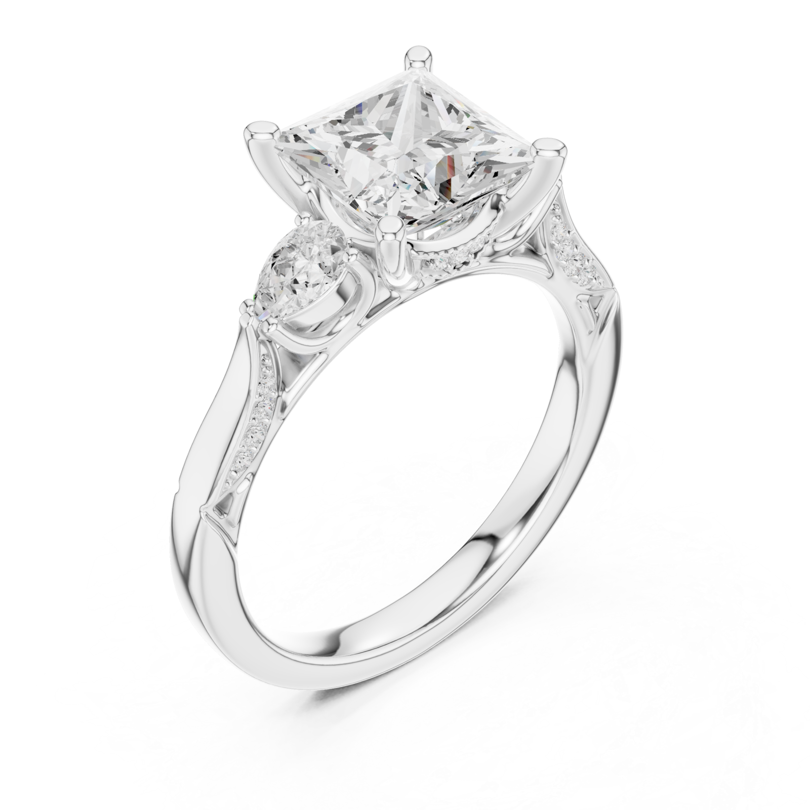  White Gold Majestic Radiance Crown Ring Right View