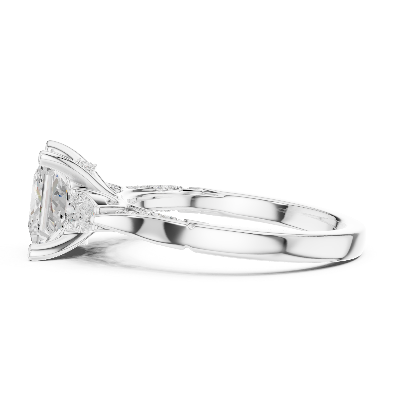  White Gold Majestic Radiance Crown Ring Side View