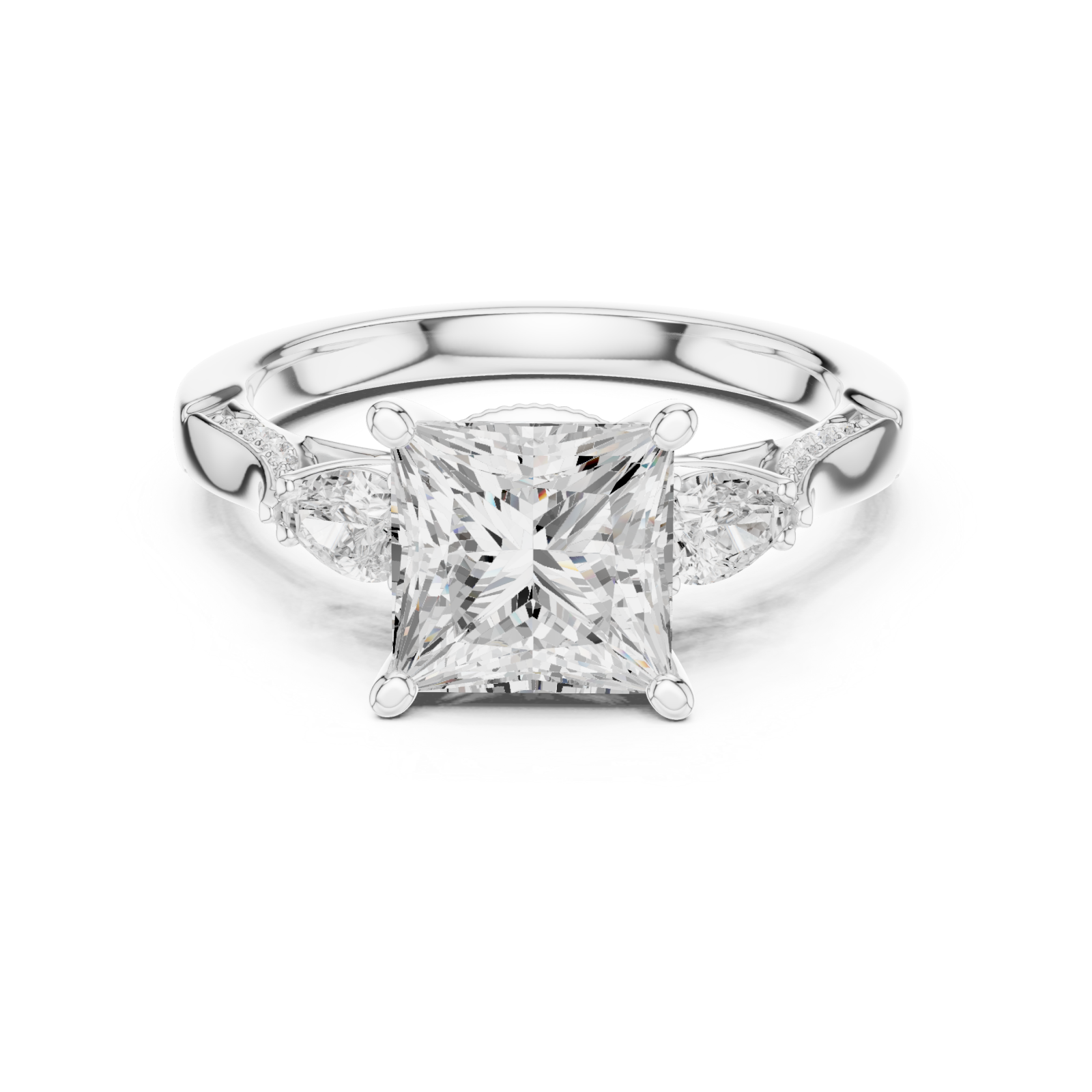  White Gold Majestic Radiance Crown Ring Front View