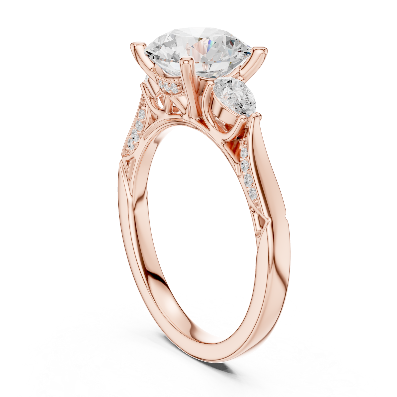  Rose Gold Twilight Whisper Halo Ring Left View