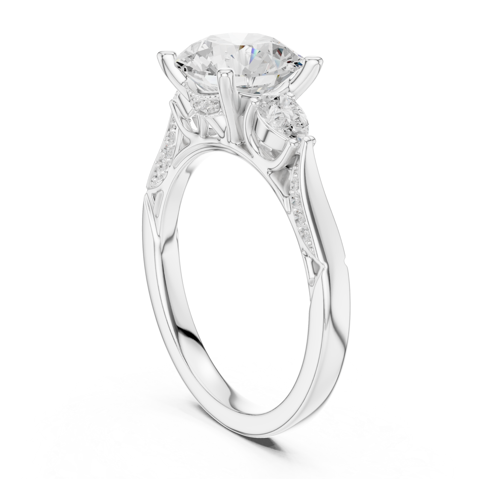  White Gold Twilight Whisper Halo Ring Left View