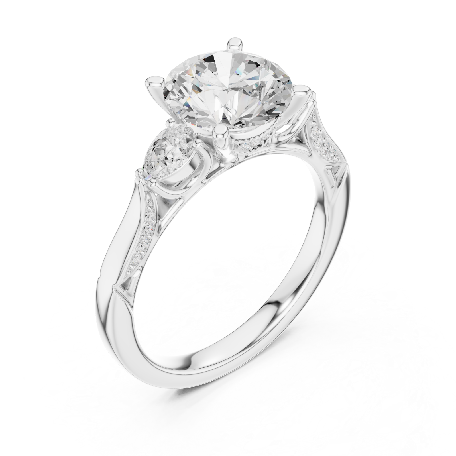  White Gold Twilight Whisper Halo Ring Right View