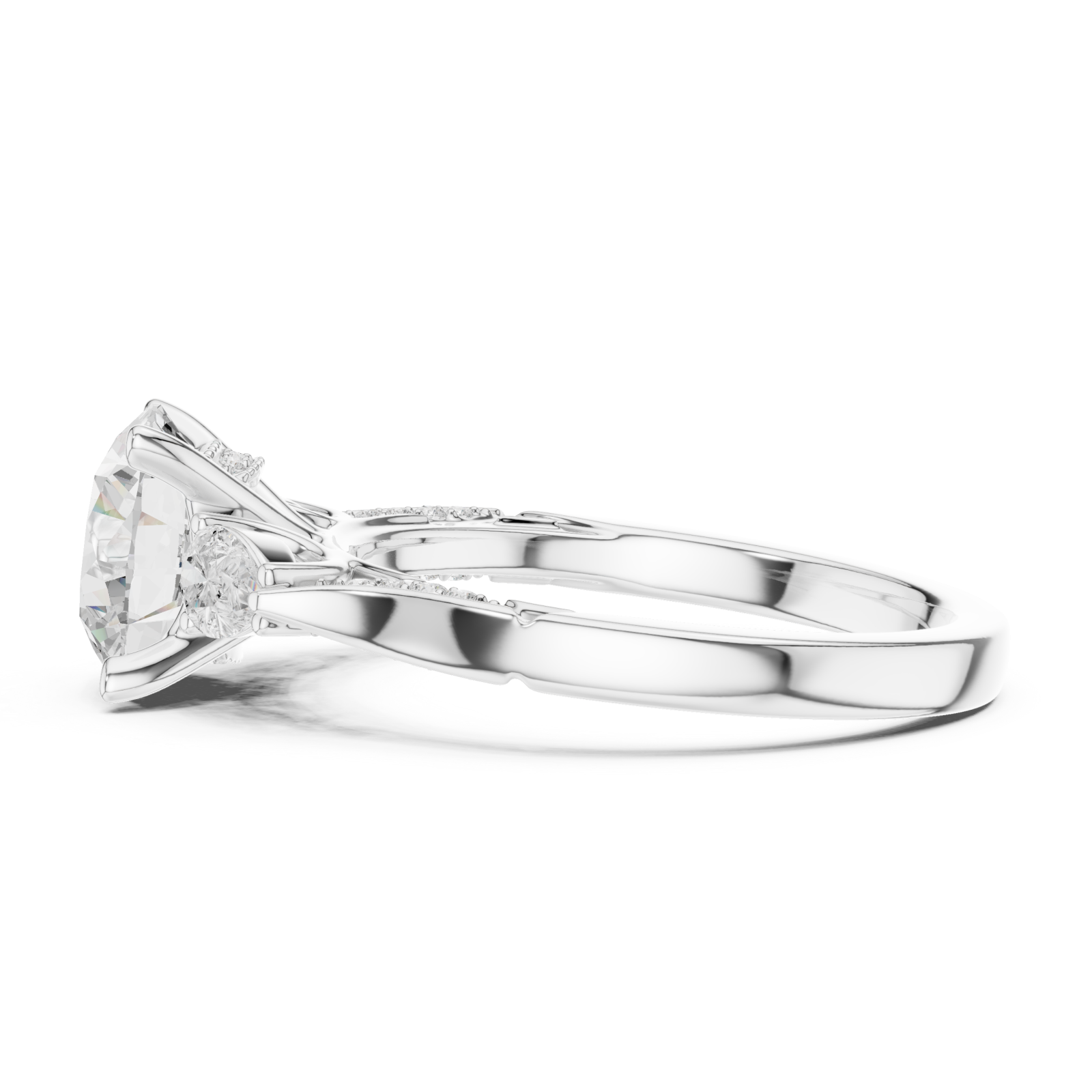  White Gold Twilight Whisper Halo Ring Side View