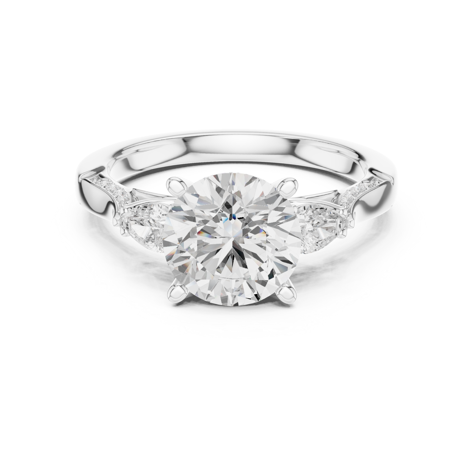  White Gold Twilight Whisper Halo Ring Front View