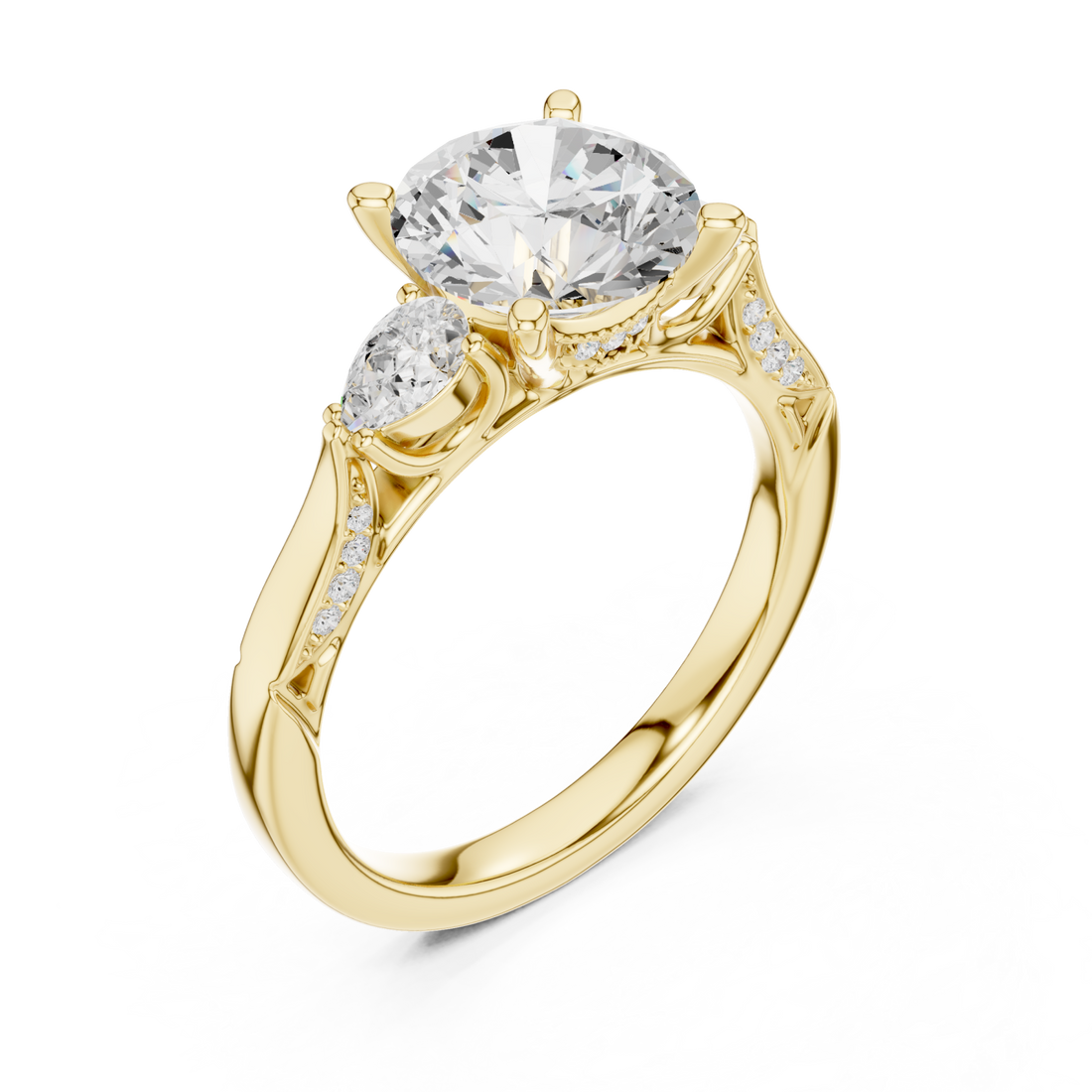 Gold Twilight Whisper Halo Ring Right View