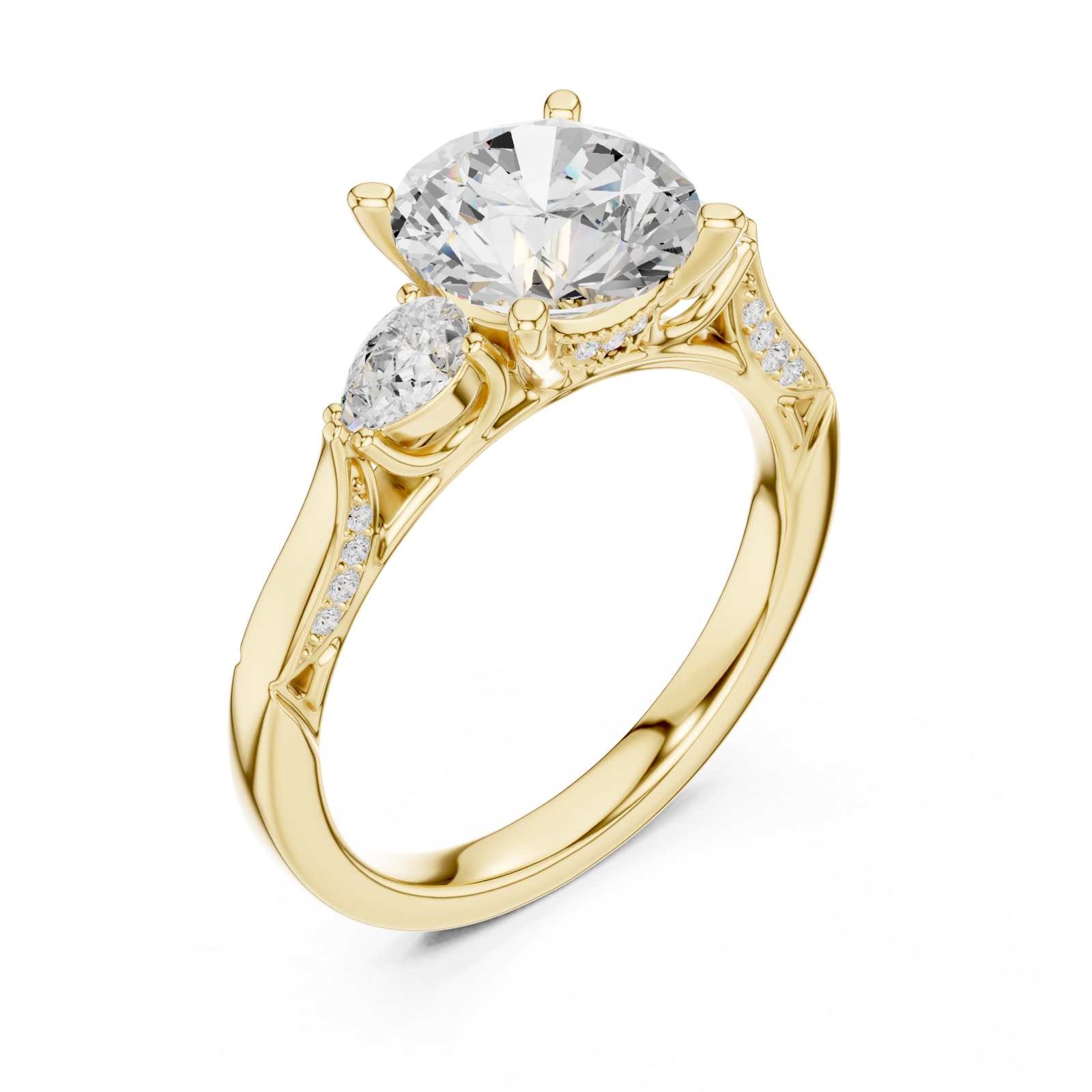 Gold Twilight Whisper Halo Ring Right View