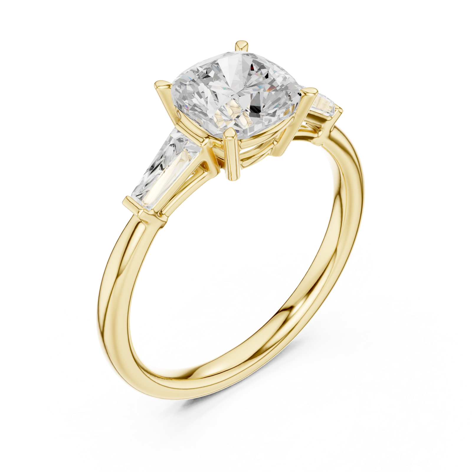 Gold Radiant Serenity Three Stone Halo Ring Right View
