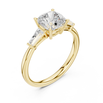 Gold Radiant Serenity Three Stone Halo Ring Right View