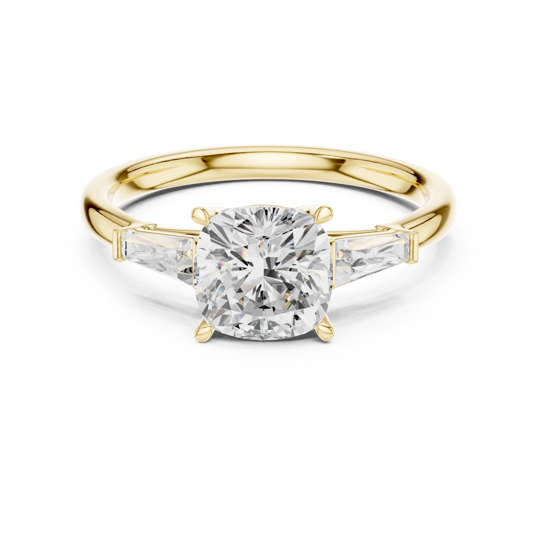 Gold Radiant Serenity Three Stone Halo Ring Right View