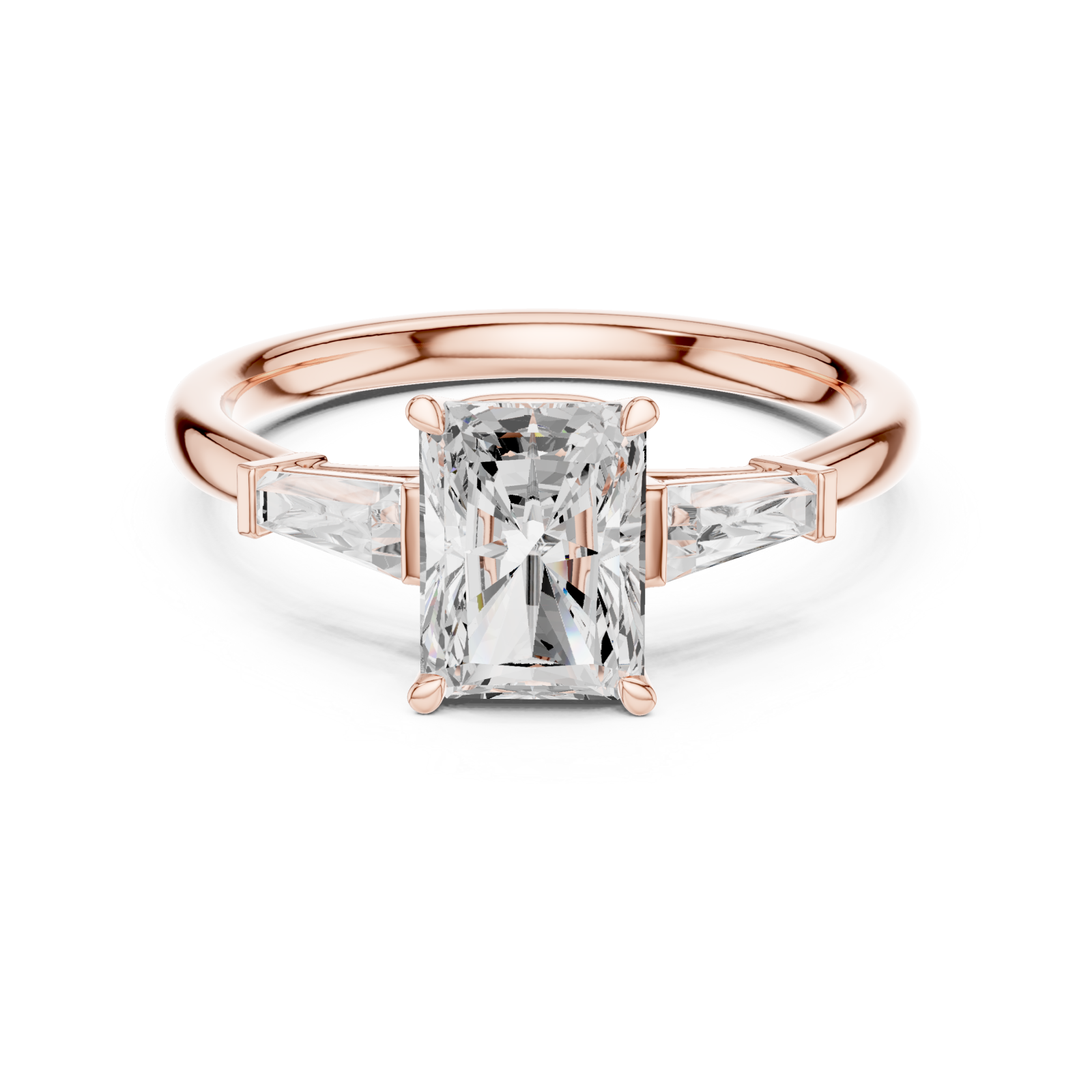  Rose Gold Radiant Horizon Illusion Ring Front View