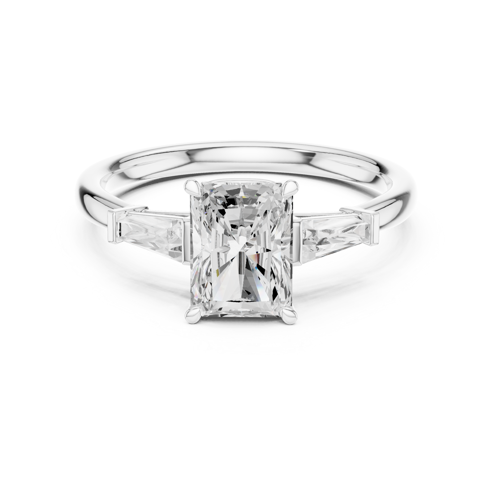  White Gold Radiant Horizon Illusion Ring Front View