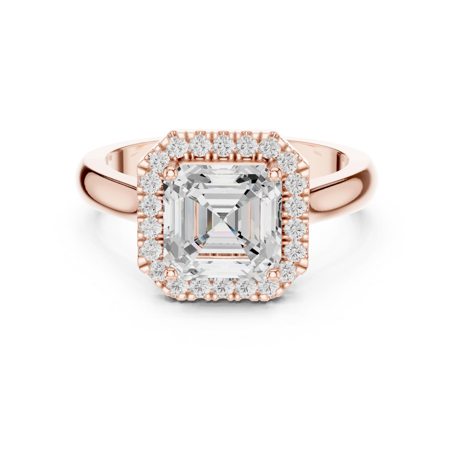  Rose Gold Luminous Embrace Halo Ring Front View