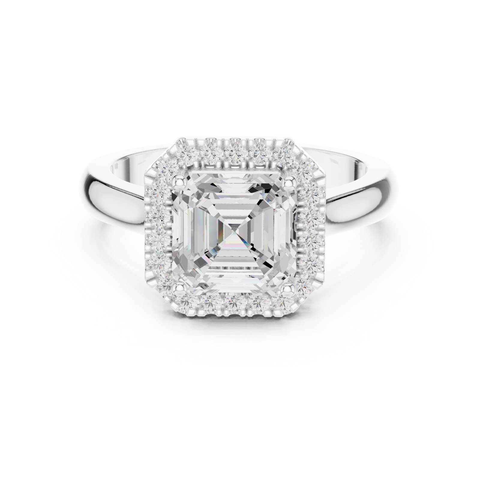  White Gold Luminous Embrace Halo Ring Front View