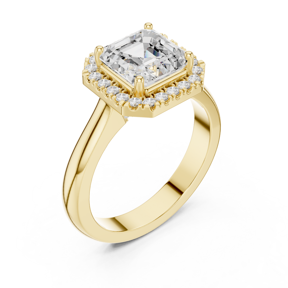 Gold Luminous Embrace Halo Ring Right View