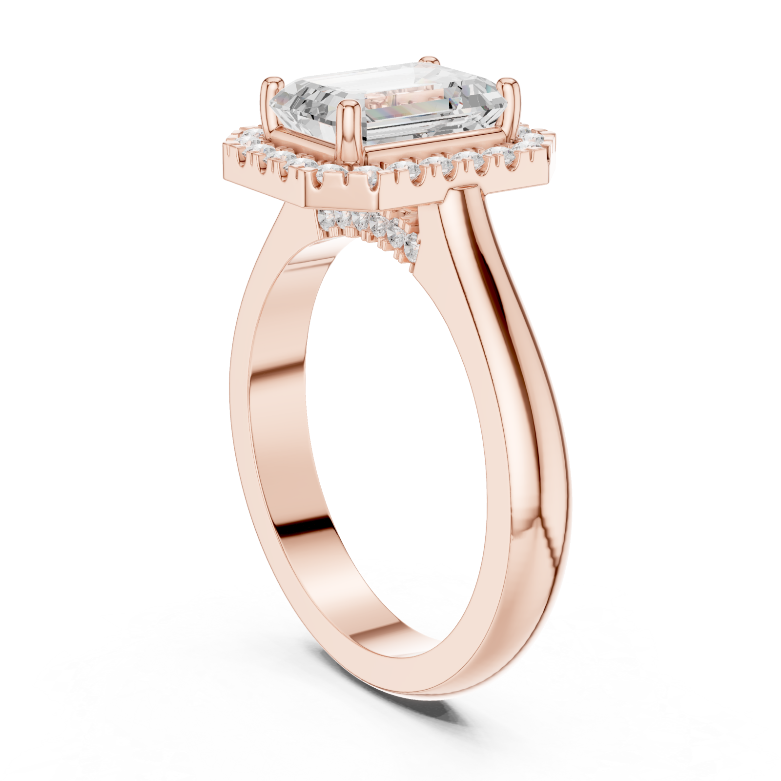  Rose Gold Regal Crest Halo Ring Left View