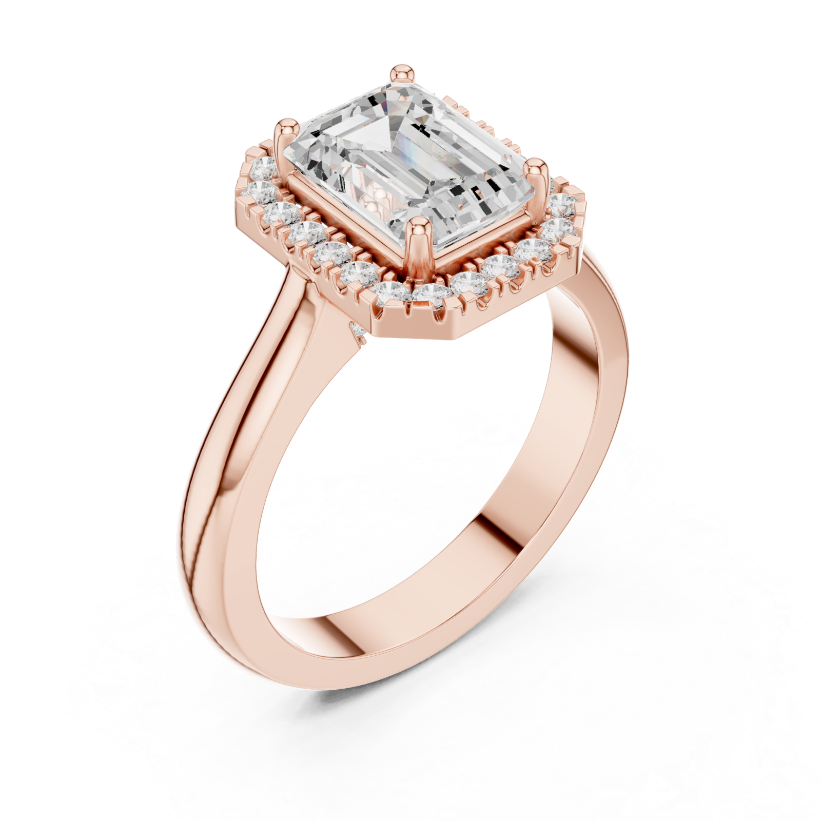  Rose Gold Regal Crest Halo Ring Right View