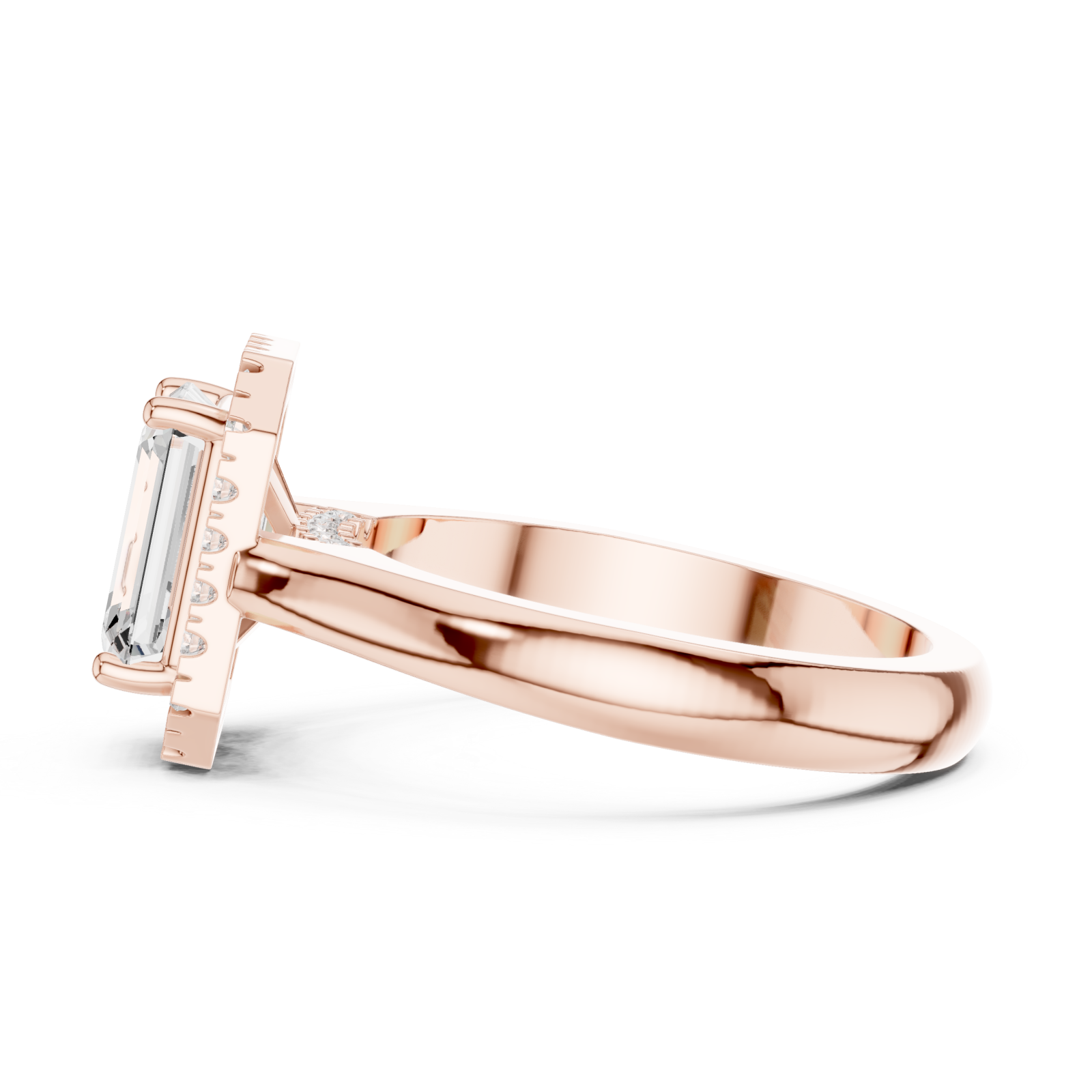  Rose Gold Regal Crest Halo Ring Side View
