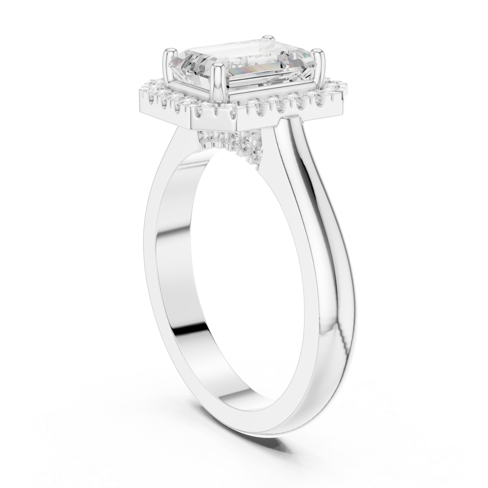  White Gold Regal Crest Halo Ring Left View