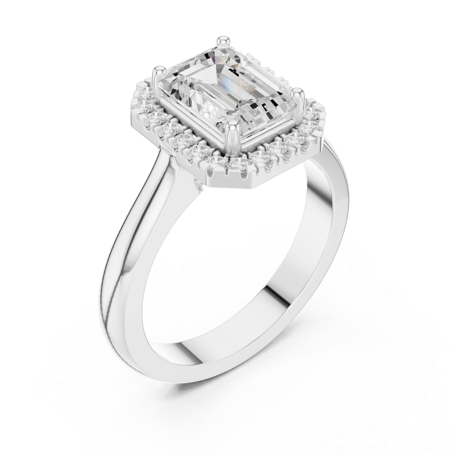  White Gold Regal Crest Halo Ring Right View