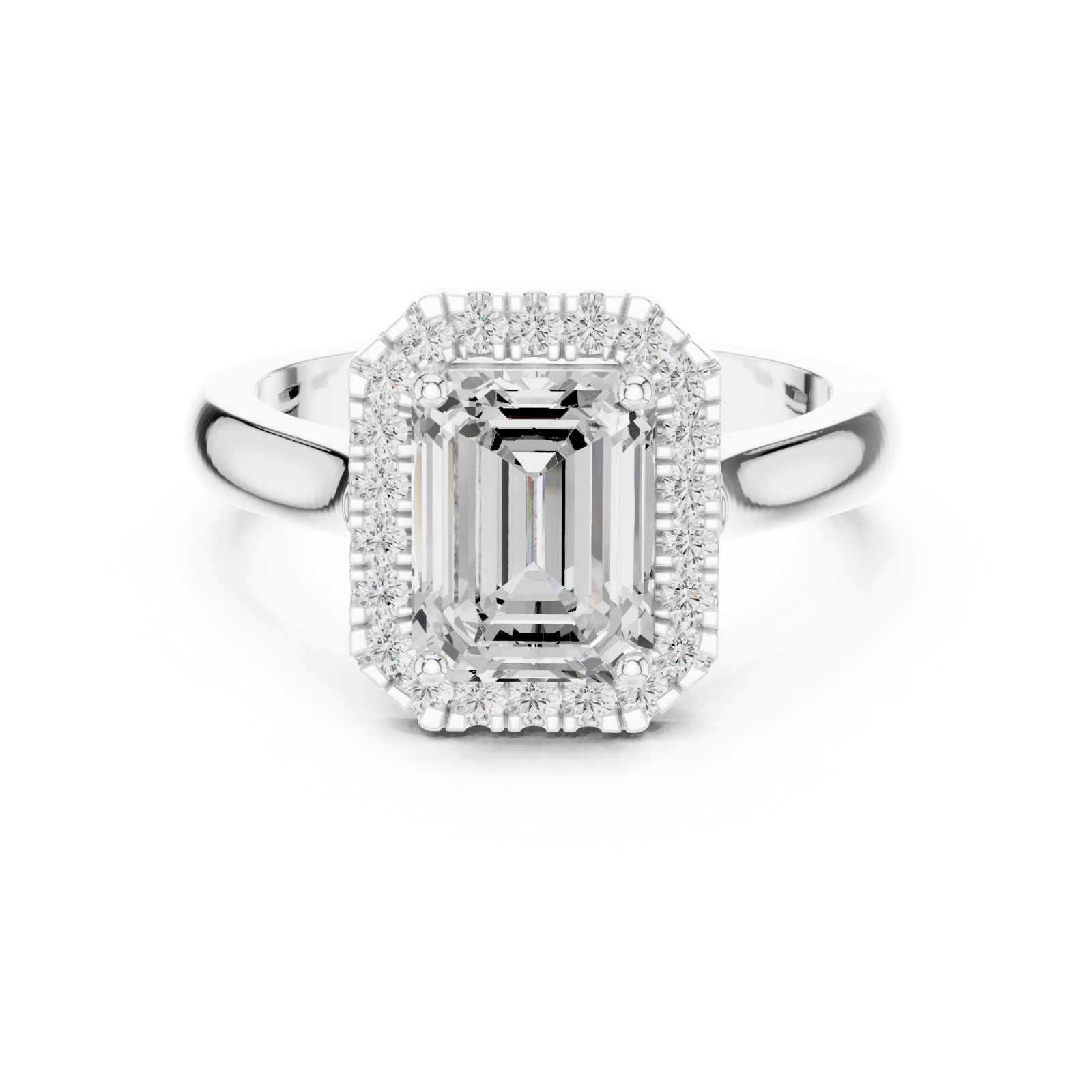  White Gold Regal Crest Halo Ring Front View