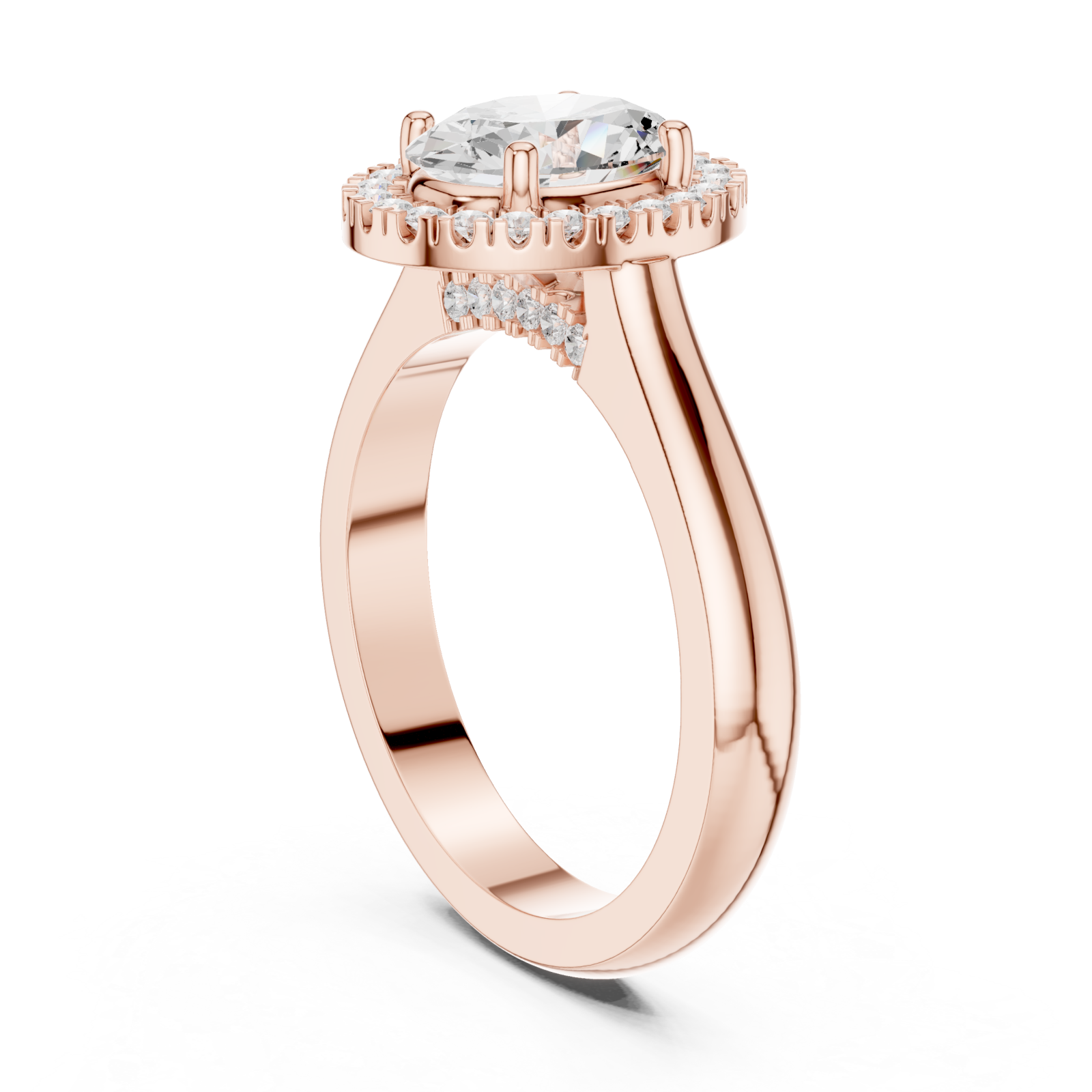  Rose Gold Oval Muse Halo Elegance Ring Left View