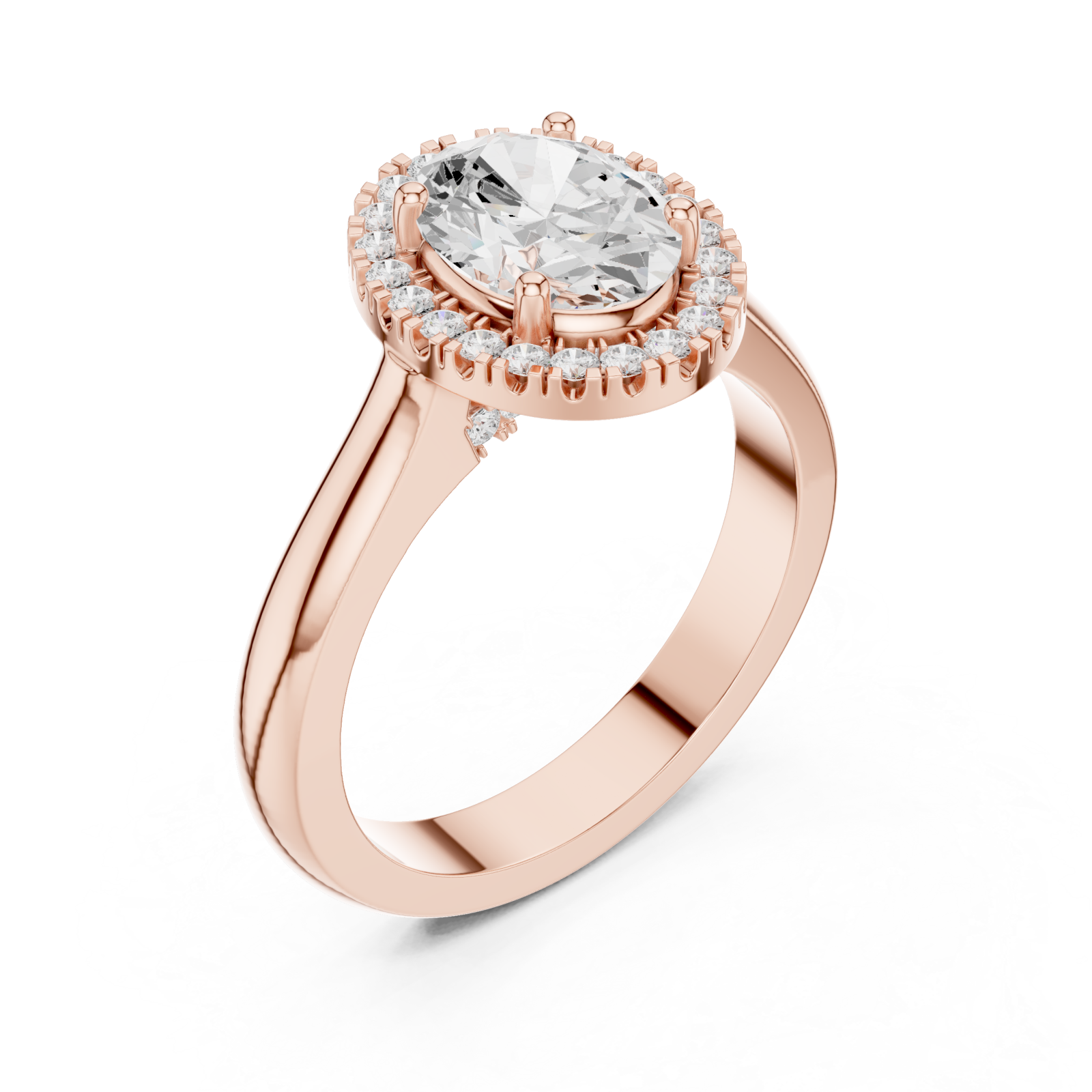  Rose Gold Oval Muse Halo Elegance Ring Right View