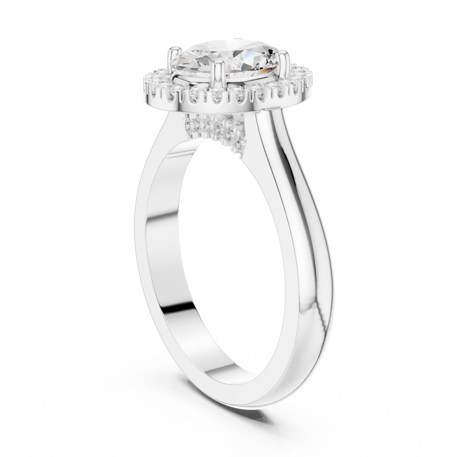  White Gold Oval Muse Halo Elegance Ring Left View