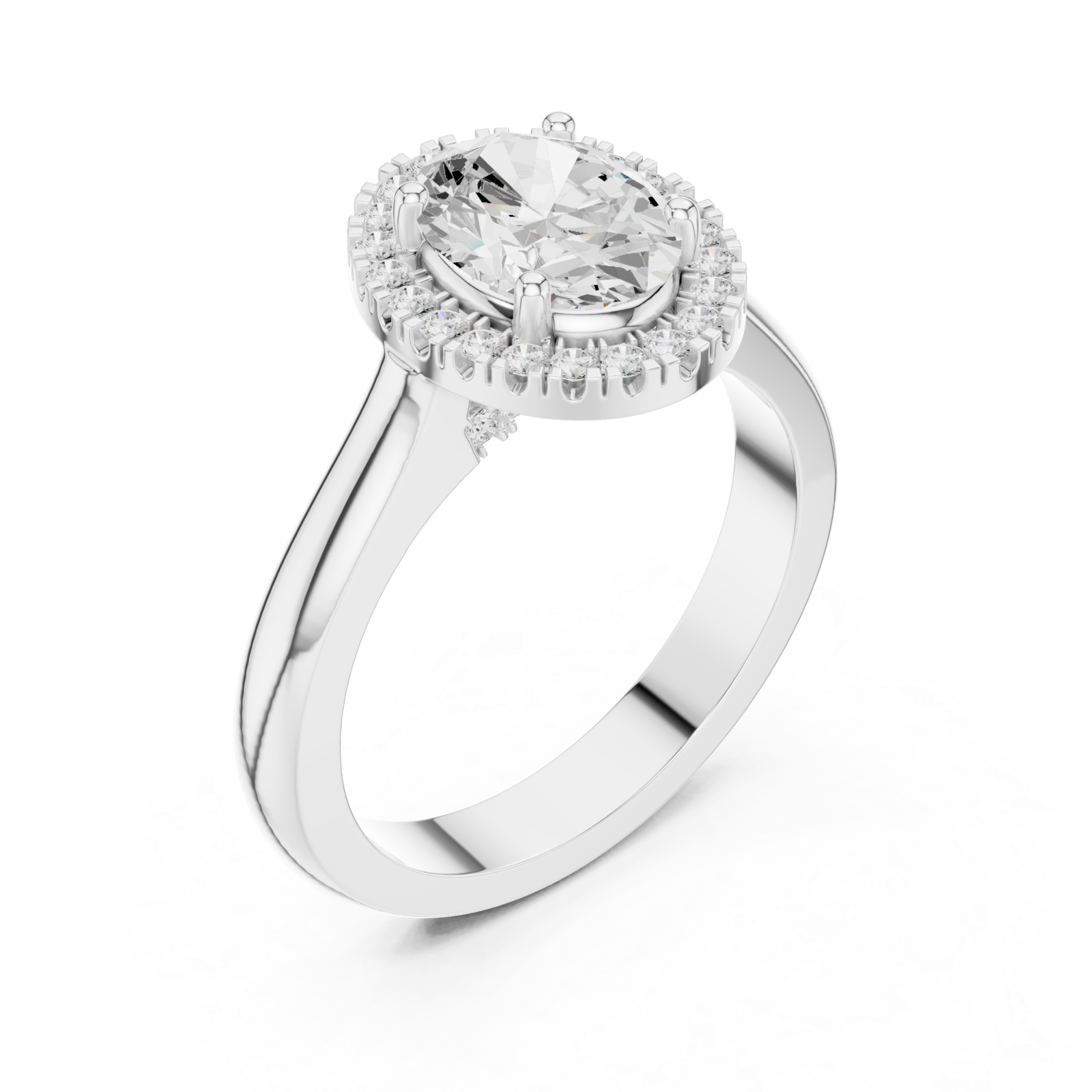  White Gold Oval Muse Halo Elegance Ring Right View