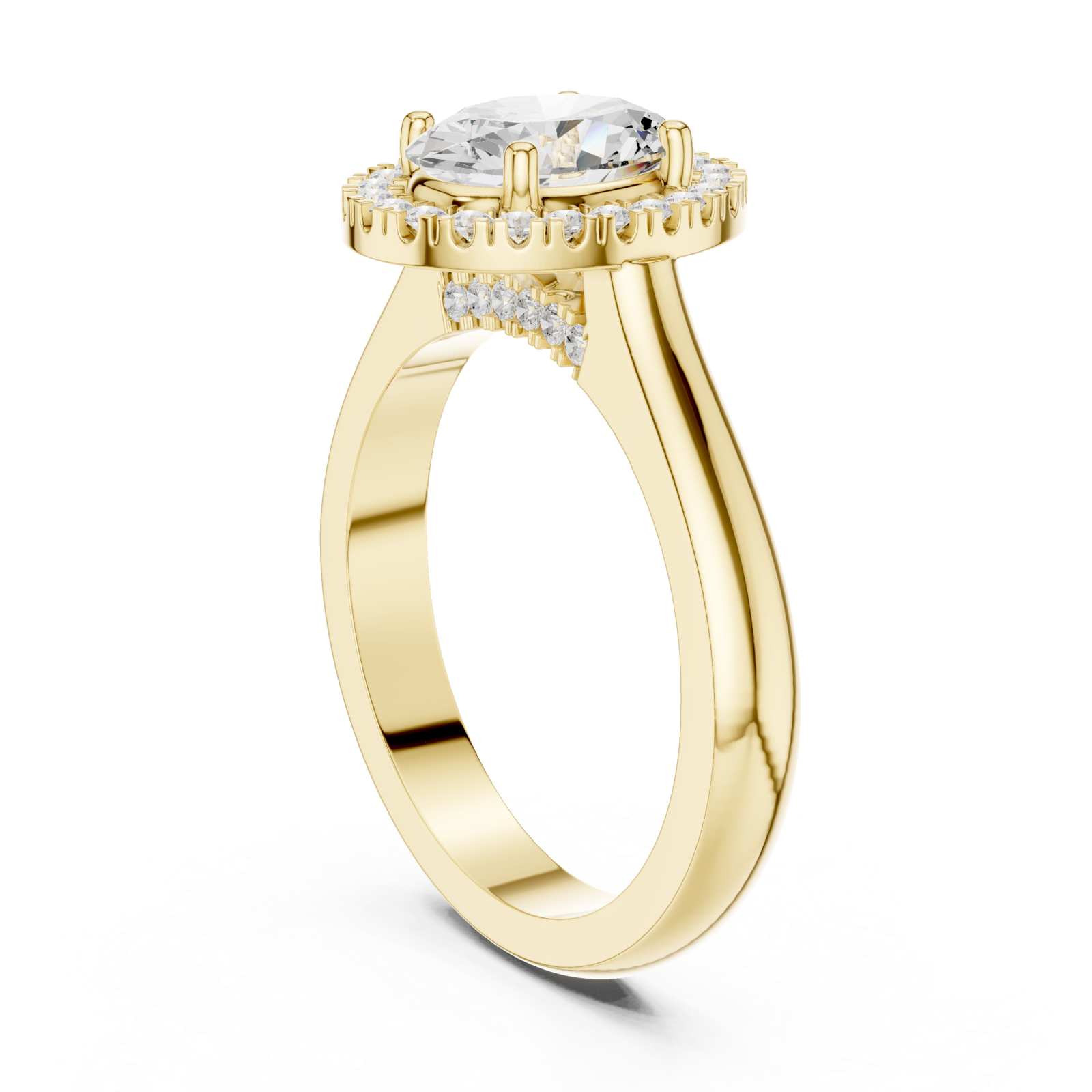  Gold Oval Muse Halo Elegance Ring Left View