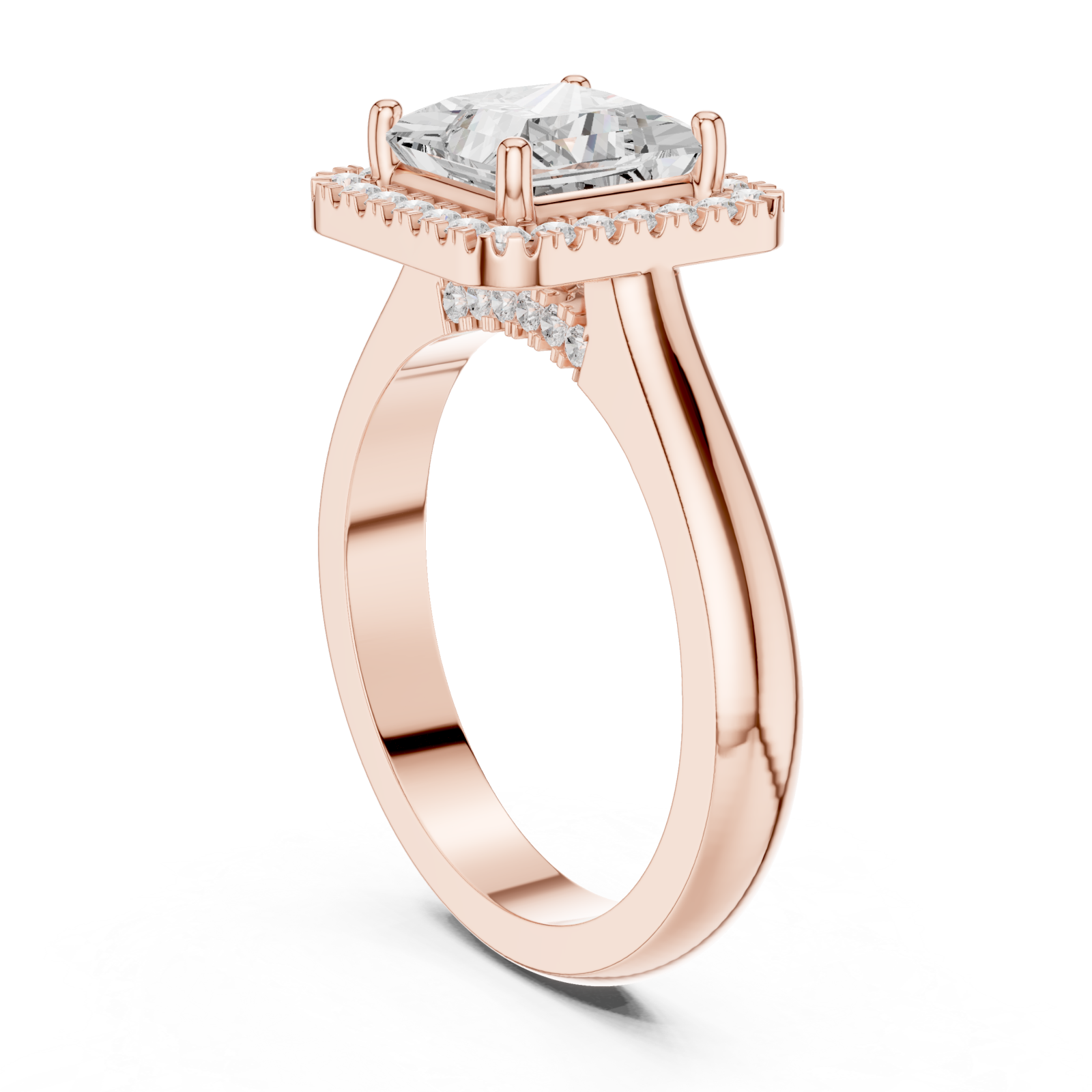  Rose Gold Imperial Radiance Halo Ring Left View