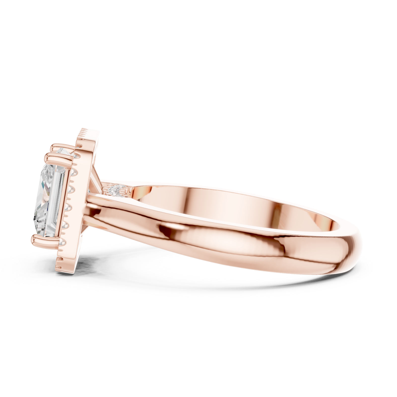  Rose Gold Imperial Radiance Halo Ring Side View