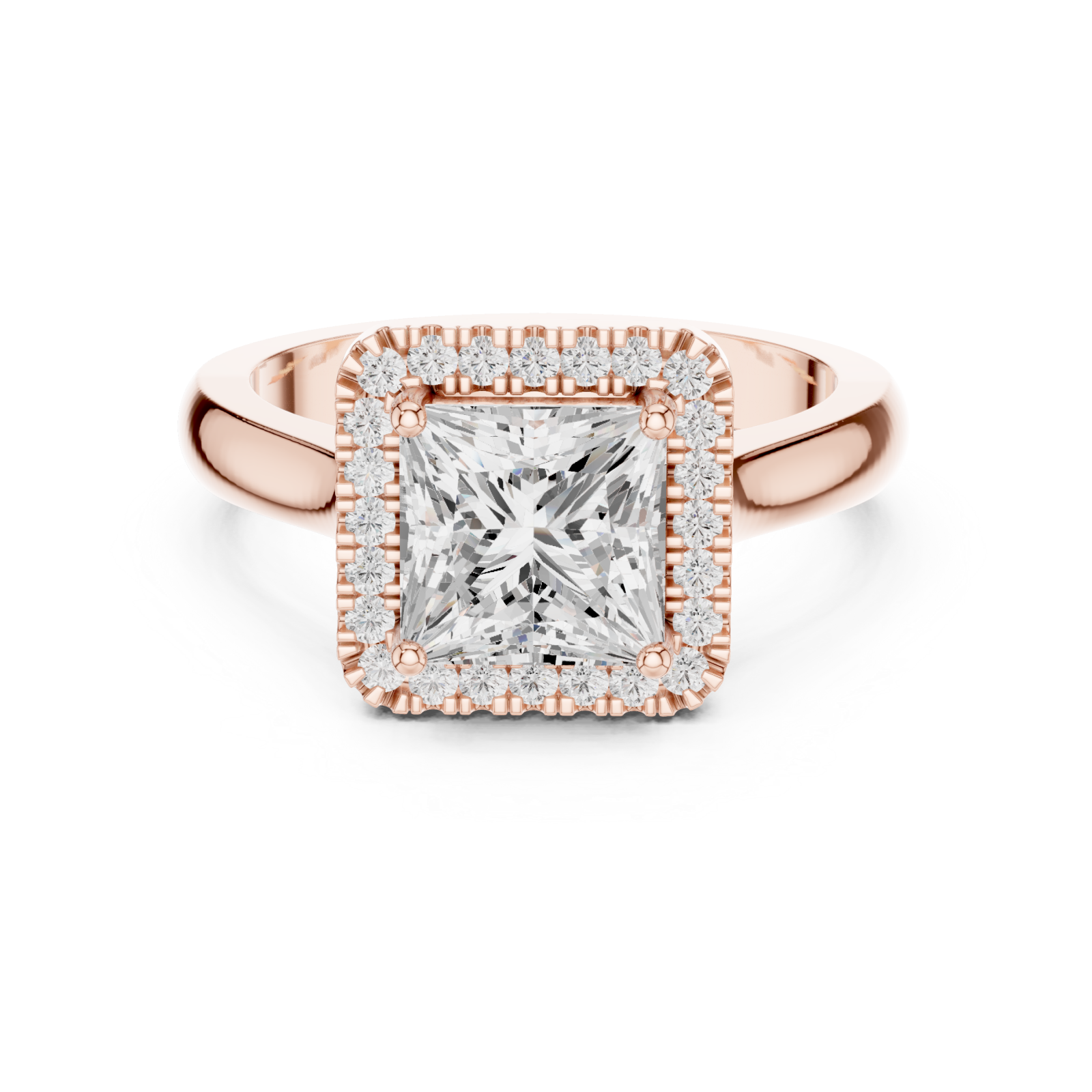  Rose Gold Imperial Radiance Halo Ring Front View