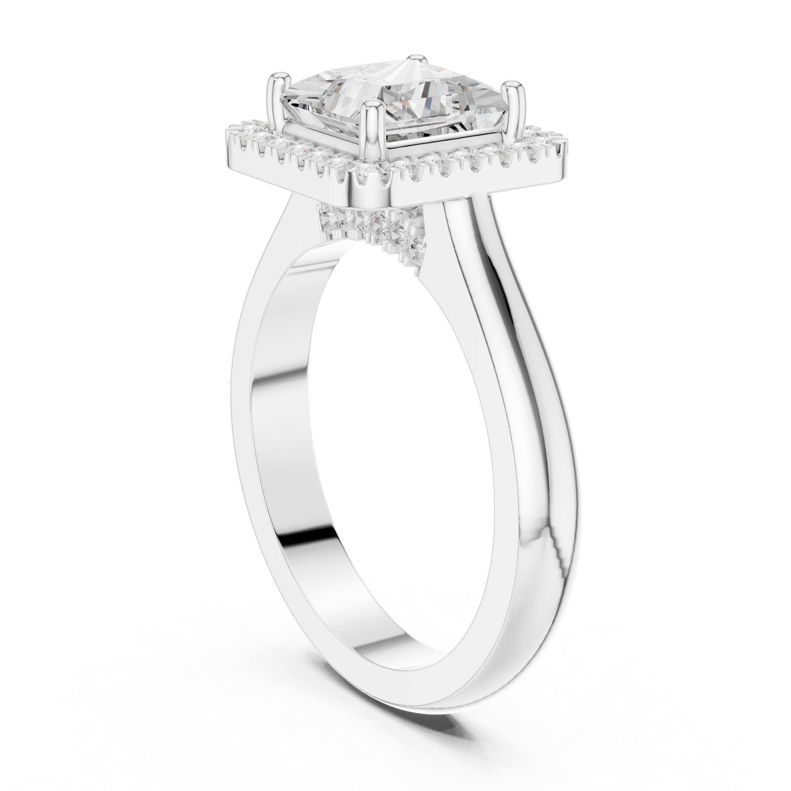  White Gold Imperial Radiance Halo Ring Left View