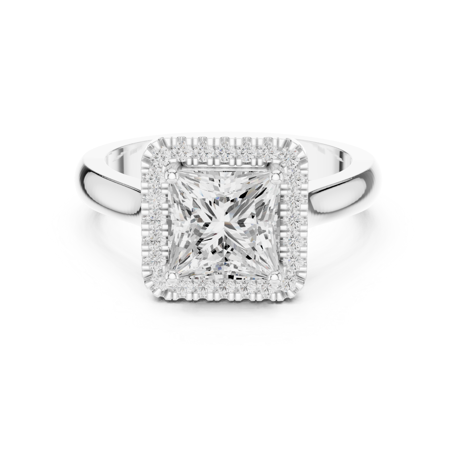  White Gold Imperial Radiance Halo Ring Front View