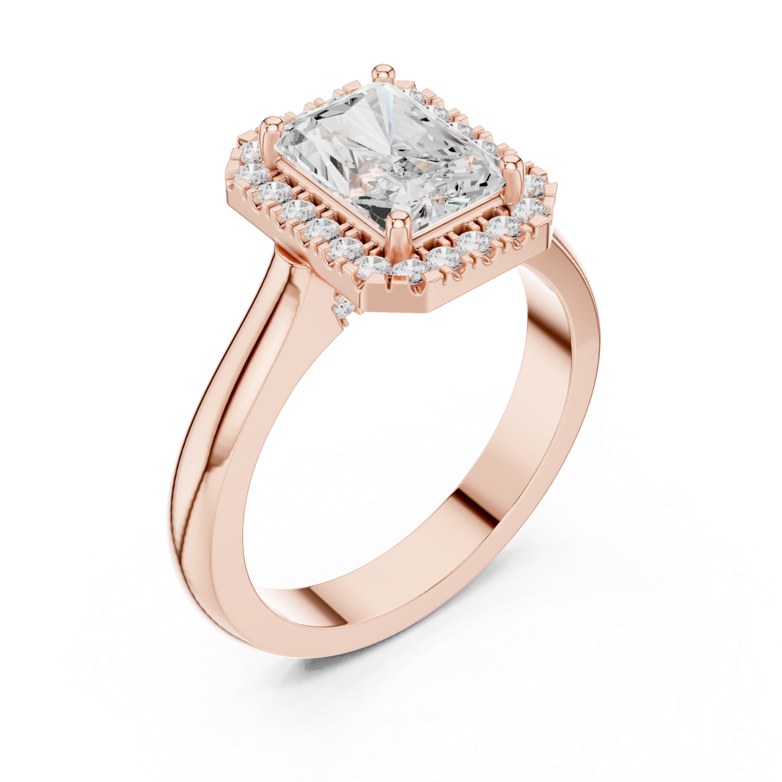  Rose Gold Radiant Halo Embrace Ring Right View