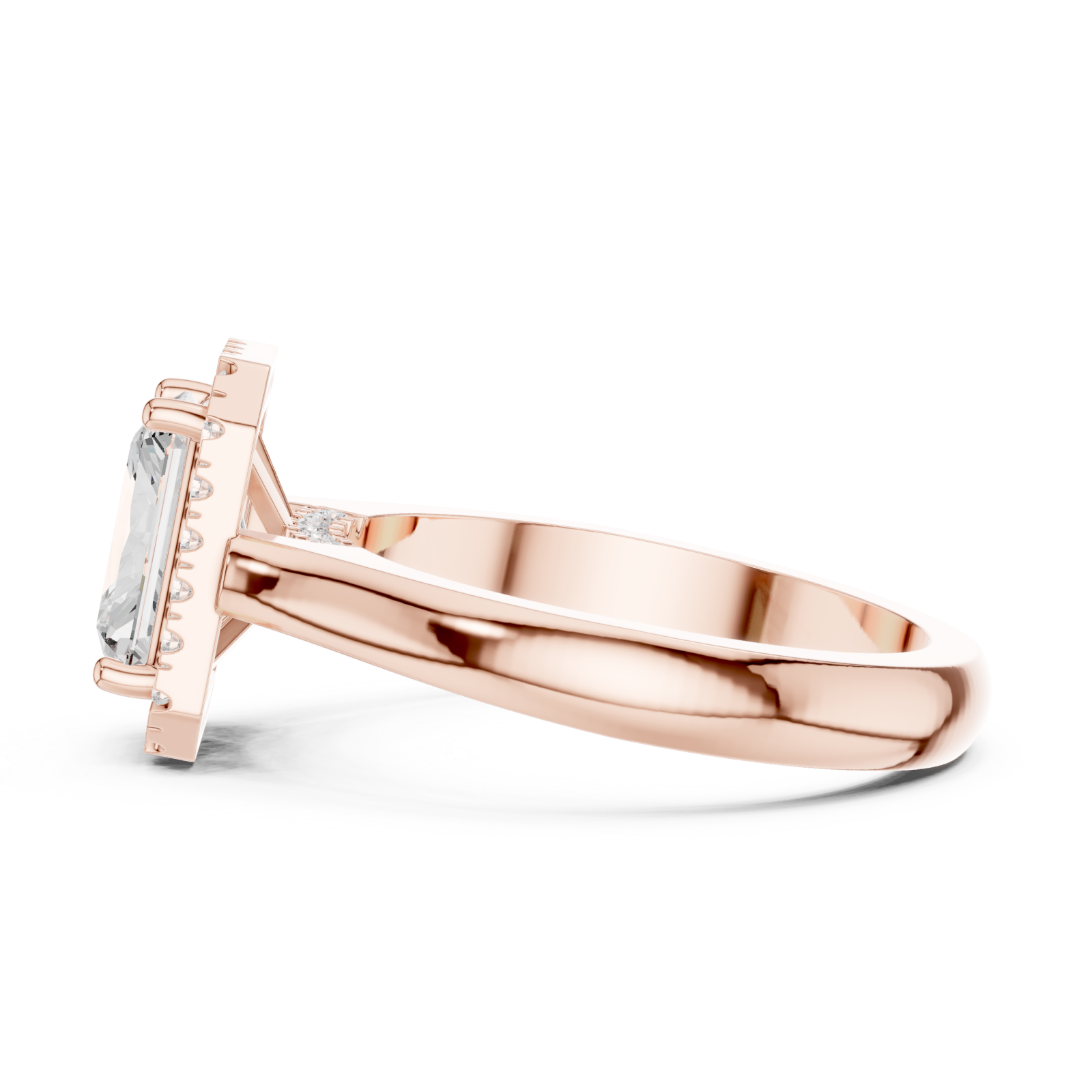  Rose Gold Radiant Halo Embrace Ring Side View
