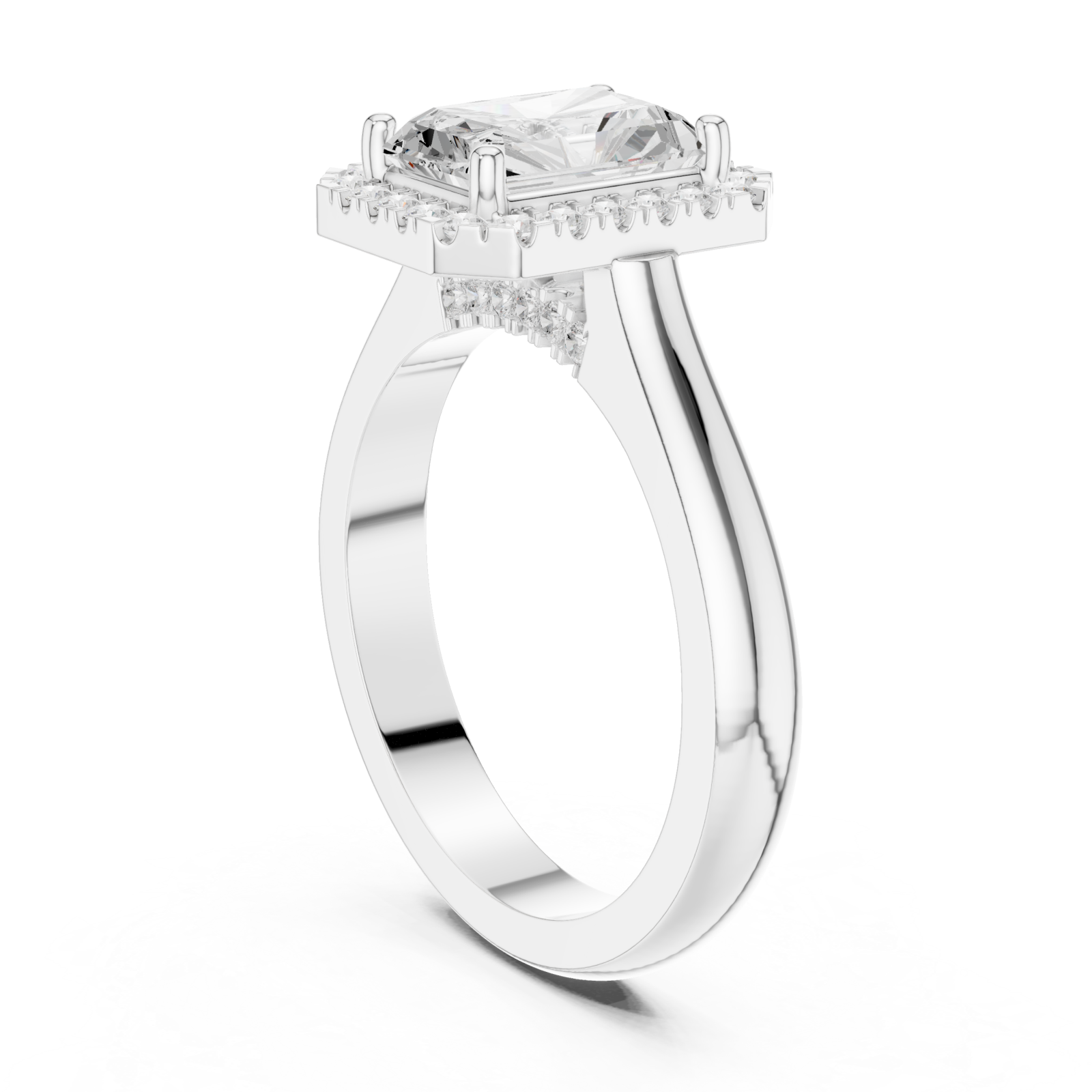  White Gold Radiant Halo Embrace Ring Left View