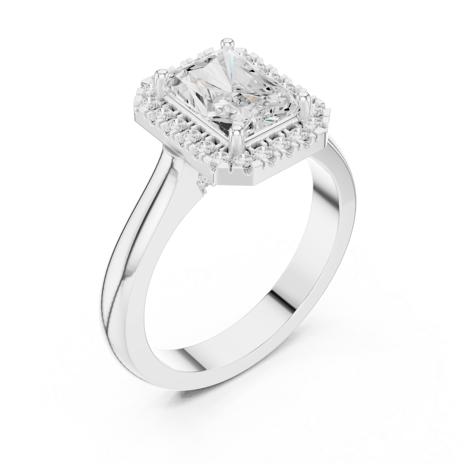  White Gold Radiant Halo Embrace Ring Right View