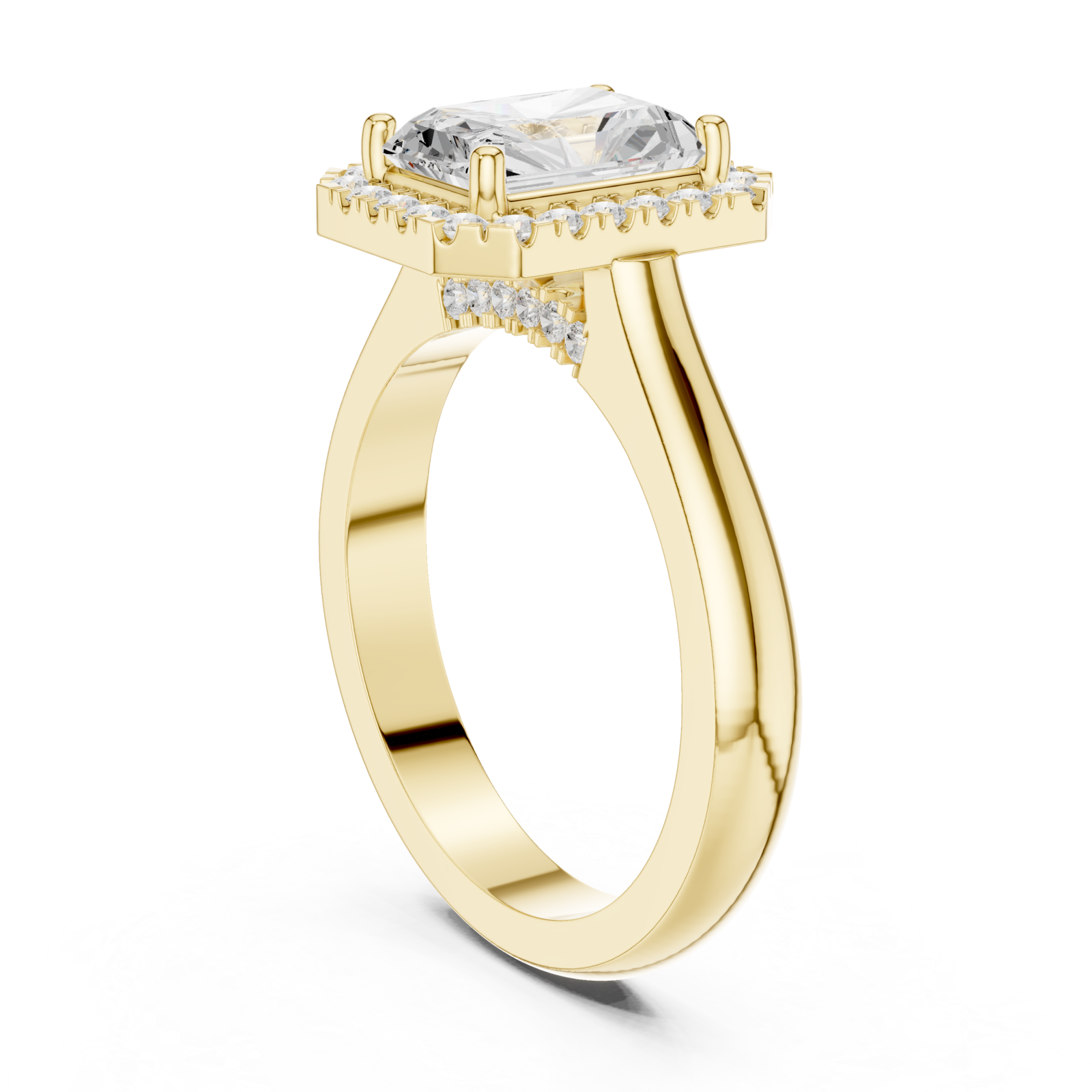  Gold Radiant Halo Embrace Ring Left View