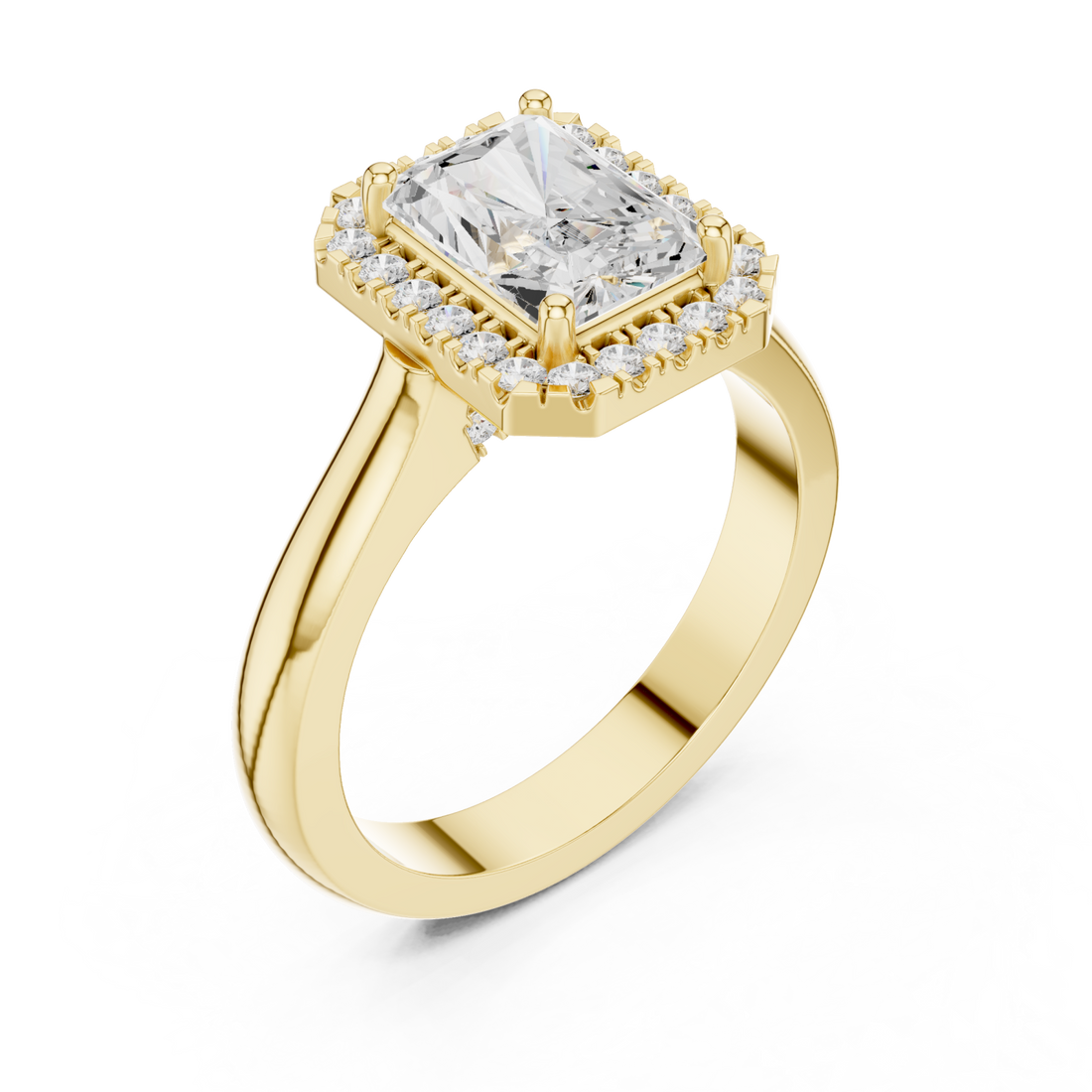 Gold Radiant Halo Embrace Ring Right View