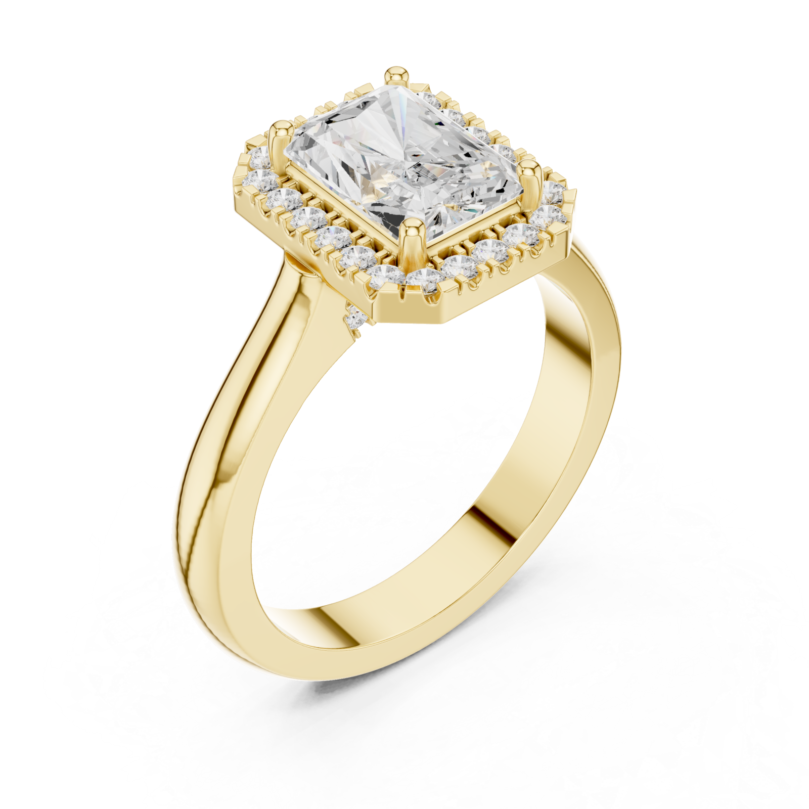 Gold Radiant Halo Embrace Ring Right View
