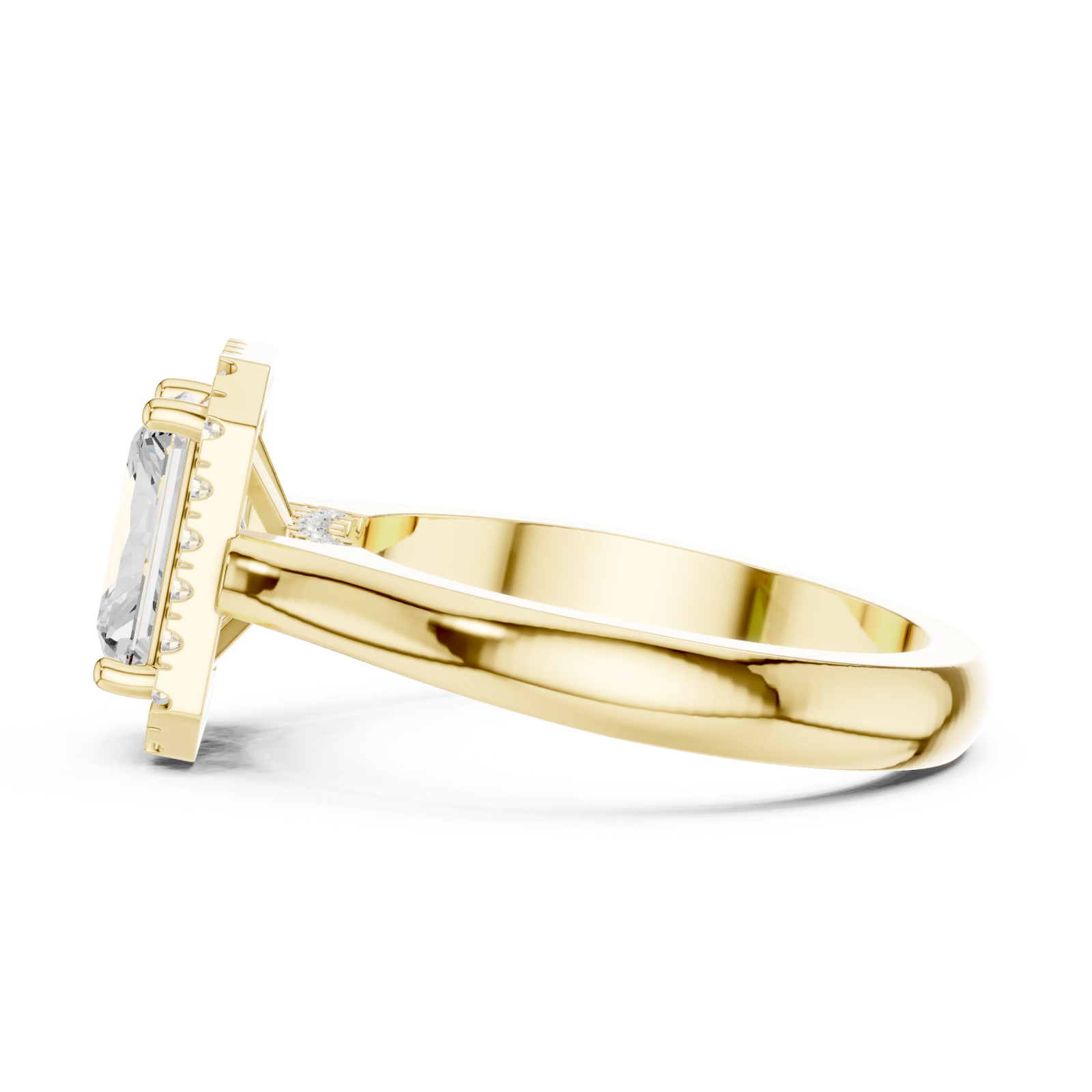  Gold Radiant Halo Embrace Ring Side View