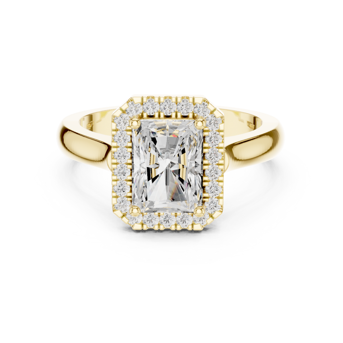 Gold Radiant Halo Embrace Ring Right View