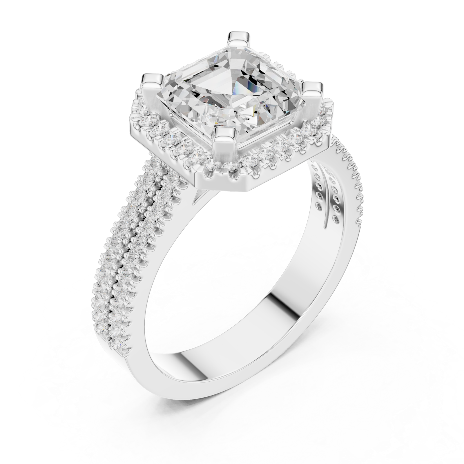  White Gold Lustrous Royal Halo Ring Right View