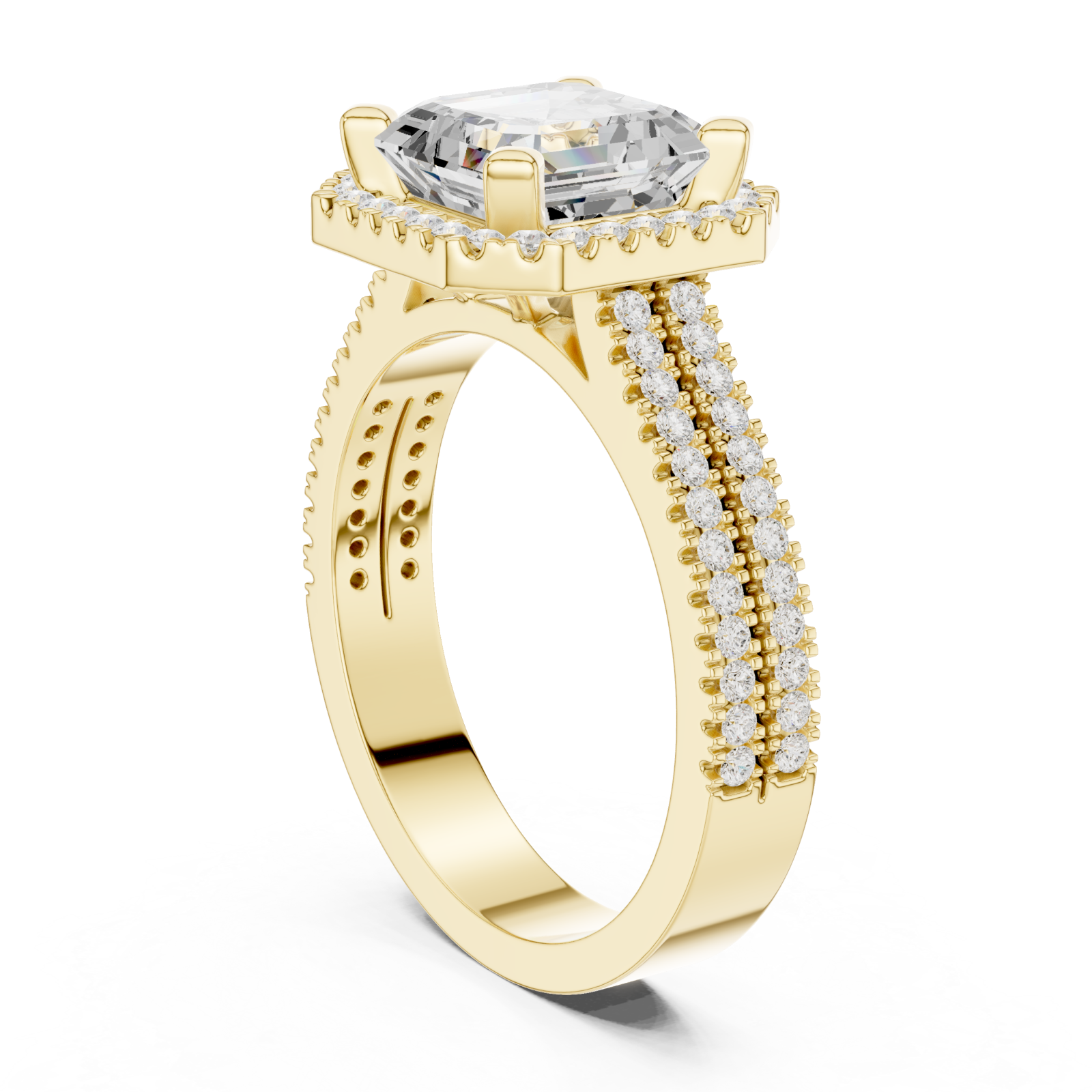  Gold Lustrous Royal Halo Ring Left View
