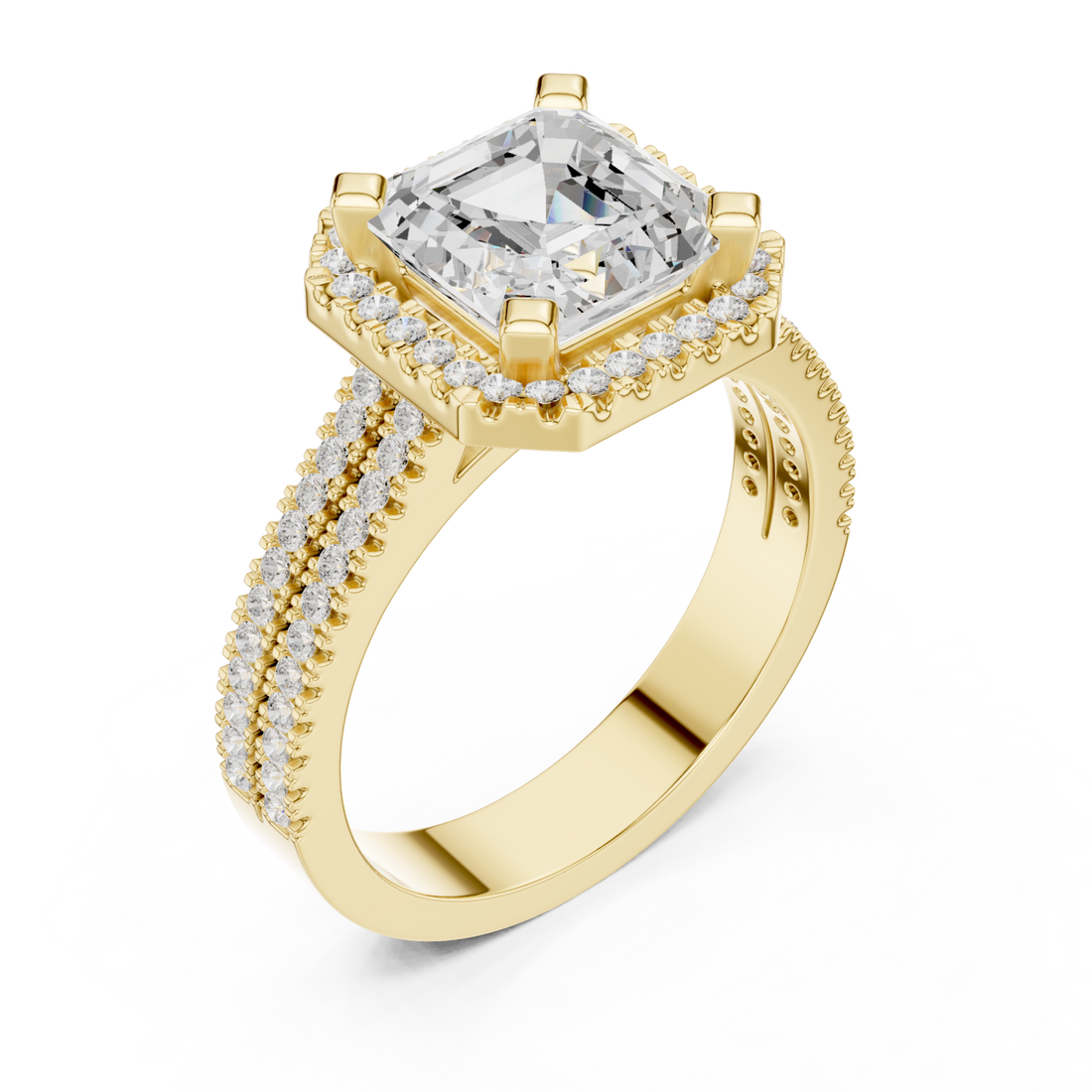 Gold Lustrous Royal Halo Ring Right View