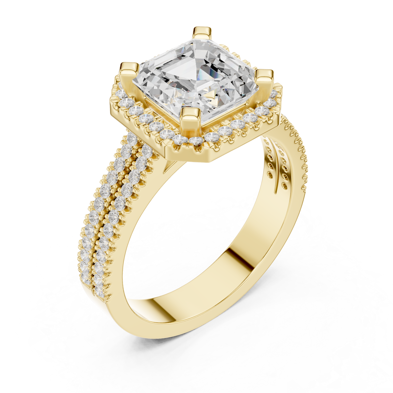 Gold Lustrous Royal Halo Ring Right View