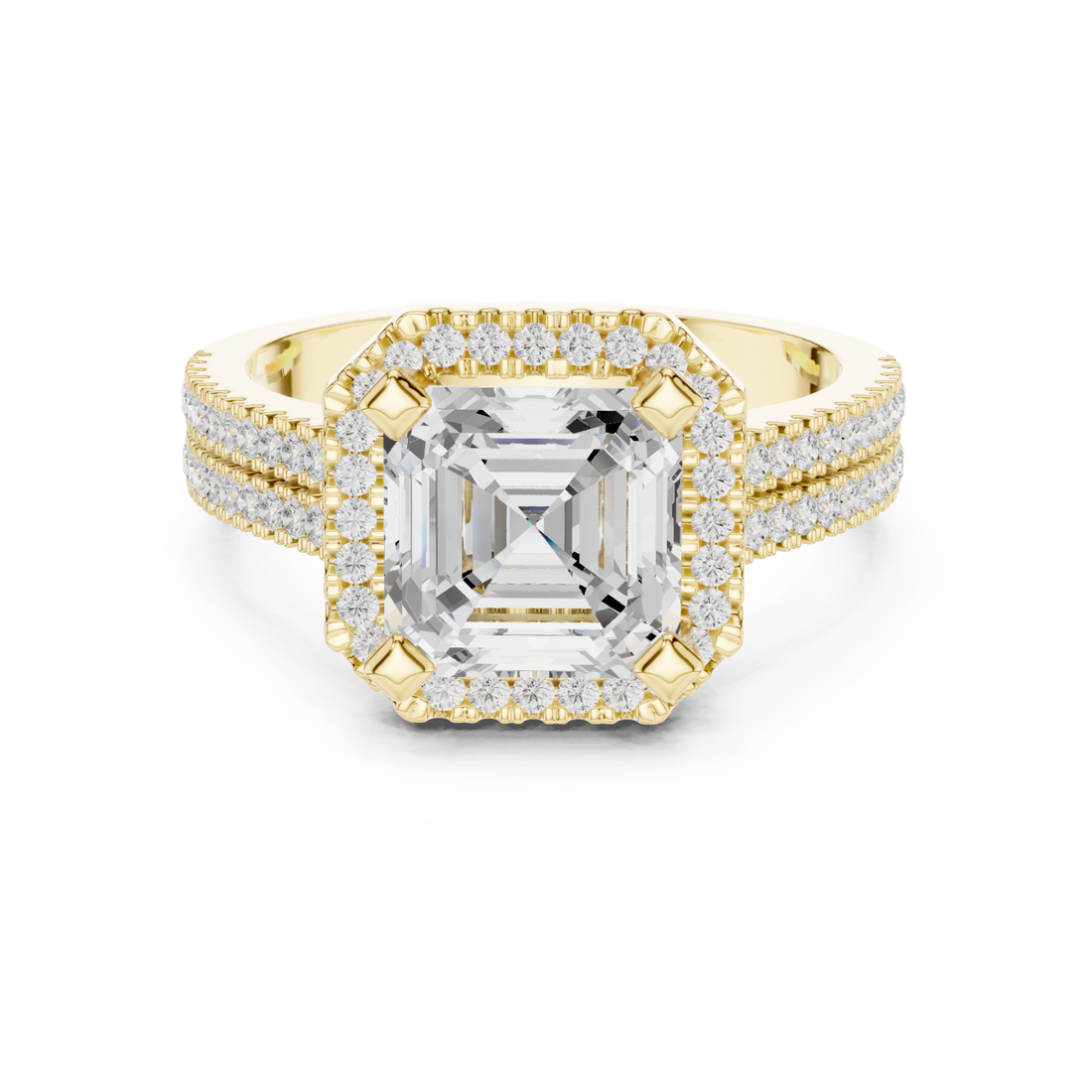 Gold Lustrous Royal Halo Ring Right View
