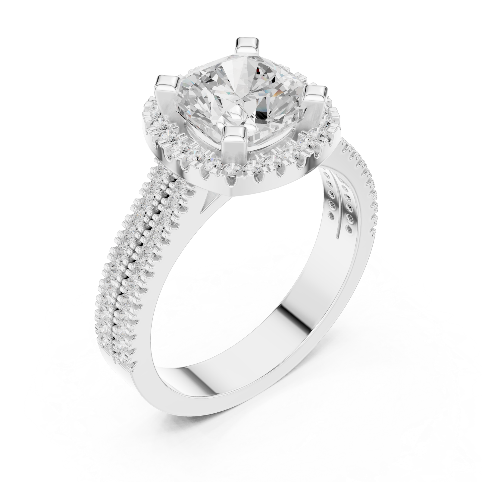  White Gold Grandeur Cushion Halo Ring Right View