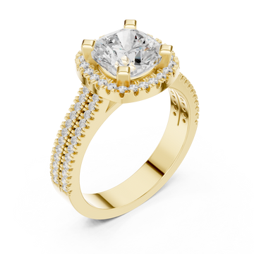 Gold Grandeur Cushion Halo Ring Right View